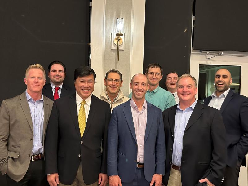 Speakers and presenters at the Peninsula Orthopedic Associates event shared information about advances in several disciplines. Shown are in back (l-r) Dr. Michal Klek; Dr. James Trauger; Dr. Paul Harriott; Kemuel Carey, Peninsula Orthopaedic Associates CEO; and Dr. Shalin Patel. In front are Dr. Jason Scopp, Dr. Wilson Choy, Dr. Scott Gelman and Dr. Scott McGovern. SUBMITTED PHOTOS